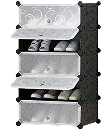 Shoe Rack Organizer, Multi-Purpose Plastic 5 Layer Portable and Foldable Shoe Rack (Black)