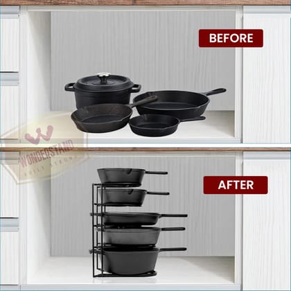 Stand Heavy Duty Pot Pan Rack Organizer (5-Tier), Pan Rack Holder and Organizer Rack for Home/Kitchen