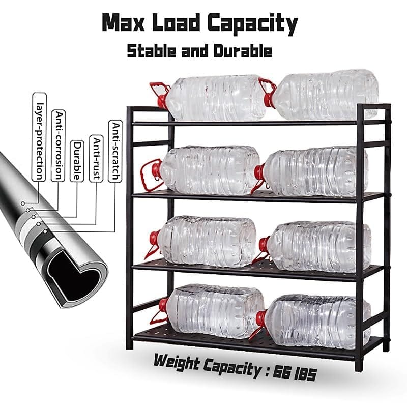 ESSENTIALS Metal Shoe Rack for Home, Adjustable & Stackable Waterproof Open-Tier Shoe Rack DIY Multi-Purpose Portable Carbon Steel Shoe Stand for Closet Entryway