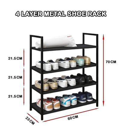 ESSENTIALS Metal Shoe Rack for Home, Adjustable & Stackable Waterproof Open-Tier Shoe Rack DIY Multi-Purpose Portable Carbon Steel Shoe Stand for Closet Entryway