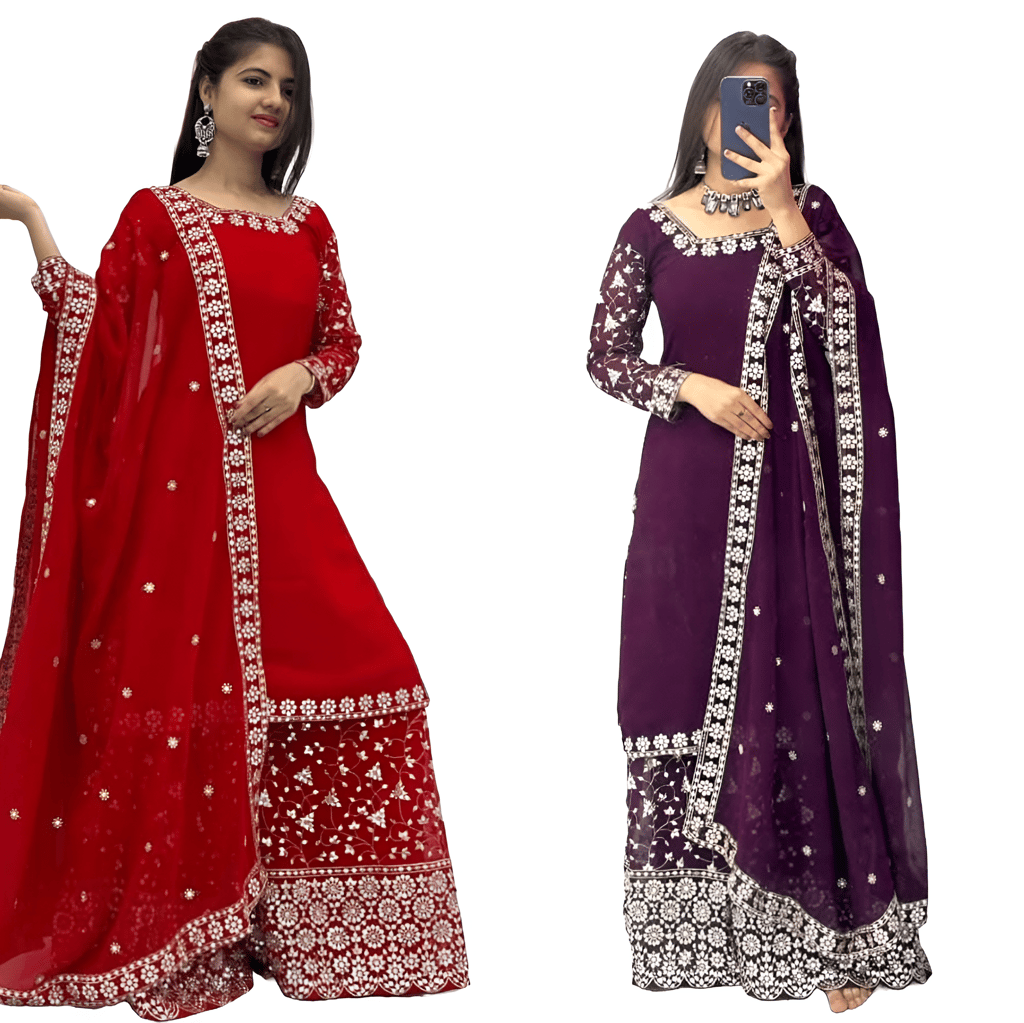 Red Purple Palazzo Suit Set Ready to wear indian salwar kameez Dupatta for women anarkali designer pakistani dresses Festival 3 piece
