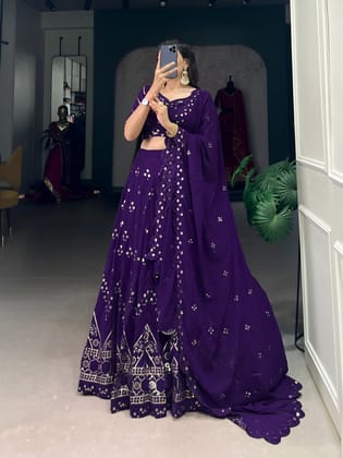 Purple Lehenga Choli Readymade Stitched For Wedding Women Partywear Skirt Ready To Wear Festival Lehenga Choli