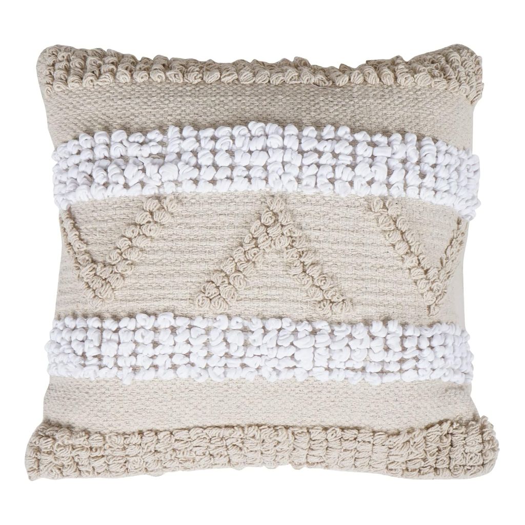 Lalawat-Export Cushion Cover Cotton Throw Pillows Boho Handmade Knit case Sofa Decor Fringes (Square, 16x16 Inches) LLE_8