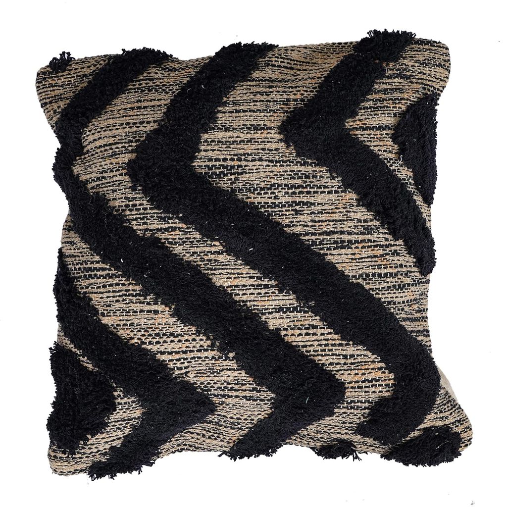 Lalawat-Export Cushion Cover Cotton Throw Pillows Boho Handmade Knit case Sofa Decor Fringes (Square, 16x16 Inches) LLE_29