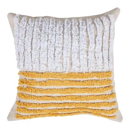 Lalawat-Export Cushion Cover Yellow White Cotton Throw Pillows Boho Handmade Knit case Sofa Decor Fringes (Square, 16x16 Inches) LLE_16 Lalawat-Export Cushion Cover Yellow White Cotton Throw Pillows Boho Handmade Knit case Sofa Decor Fringes (Square, 16x16 Inches) LLE_16