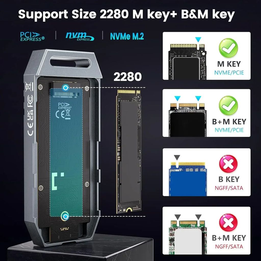 Aaryonics 40Gbps M.2 NVMe SSD Enclosure with Cooling Fan, TBE40Pro for M1/M2 Pro/Max, Compatible with USB4/3.2/3.1/3.0/2.0,  SSD Size 2280 B+M M-Key, Upgrade Your MacBook Storage with Aaryonics 40Gbps SSD Enclosure, AN-TBE40PRO