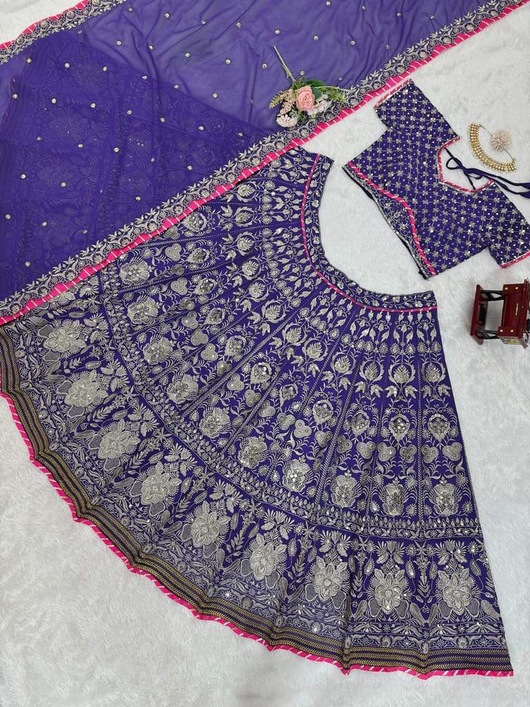 Blue Lehenga Choli Readymade Stitched For Wedding Women Party wear Skirt Ready To Wear