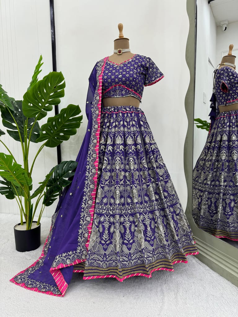 Blue Lehenga Choli Readymade Stitched For Wedding Women Party wear Skirt Ready To Wear