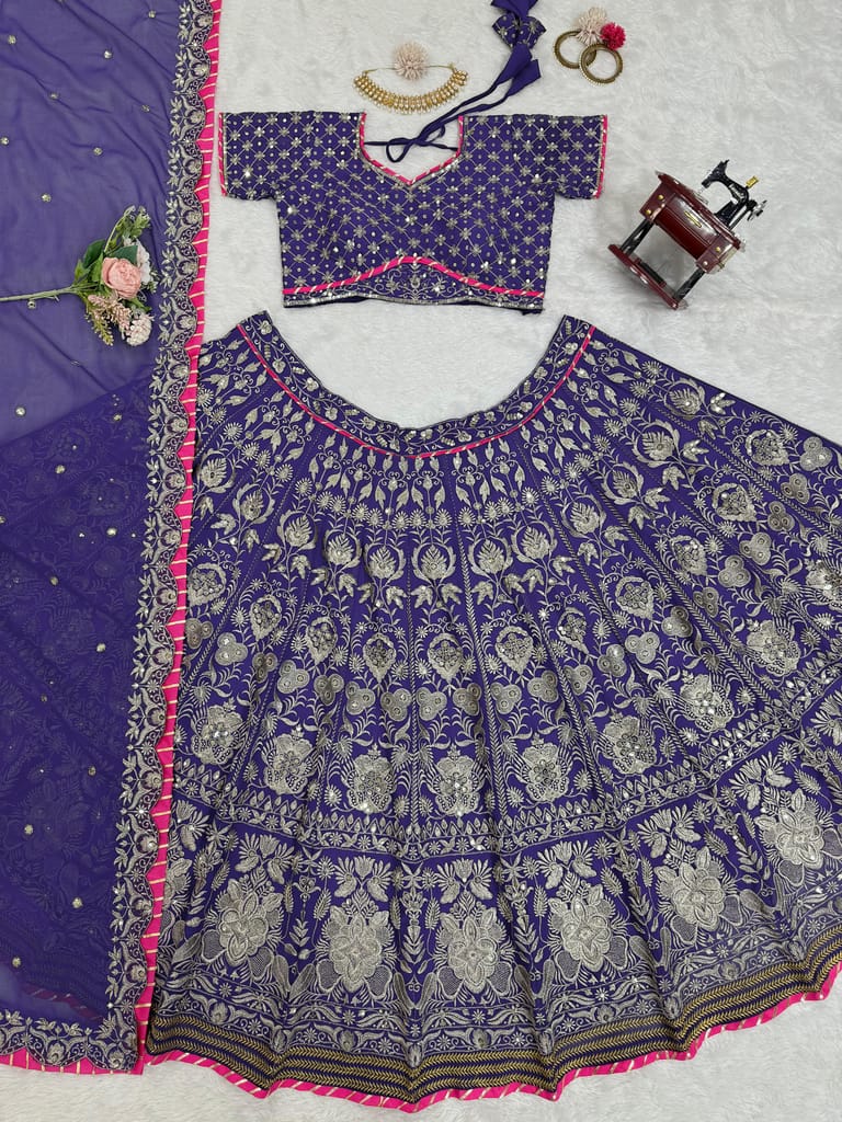Blue Lehenga Choli Readymade Stitched For Wedding Women Party wear Skirt Ready To Wear