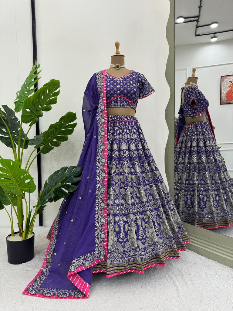 Blue Lehenga Choli Readymade Stitched For Wedding Women Party wear Skirt Ready To Wear