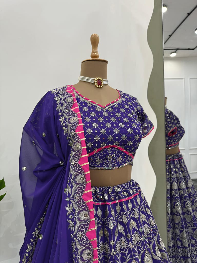 Blue Lehenga Choli Readymade Stitched For Wedding Women Party wear Skirt Ready To Wear