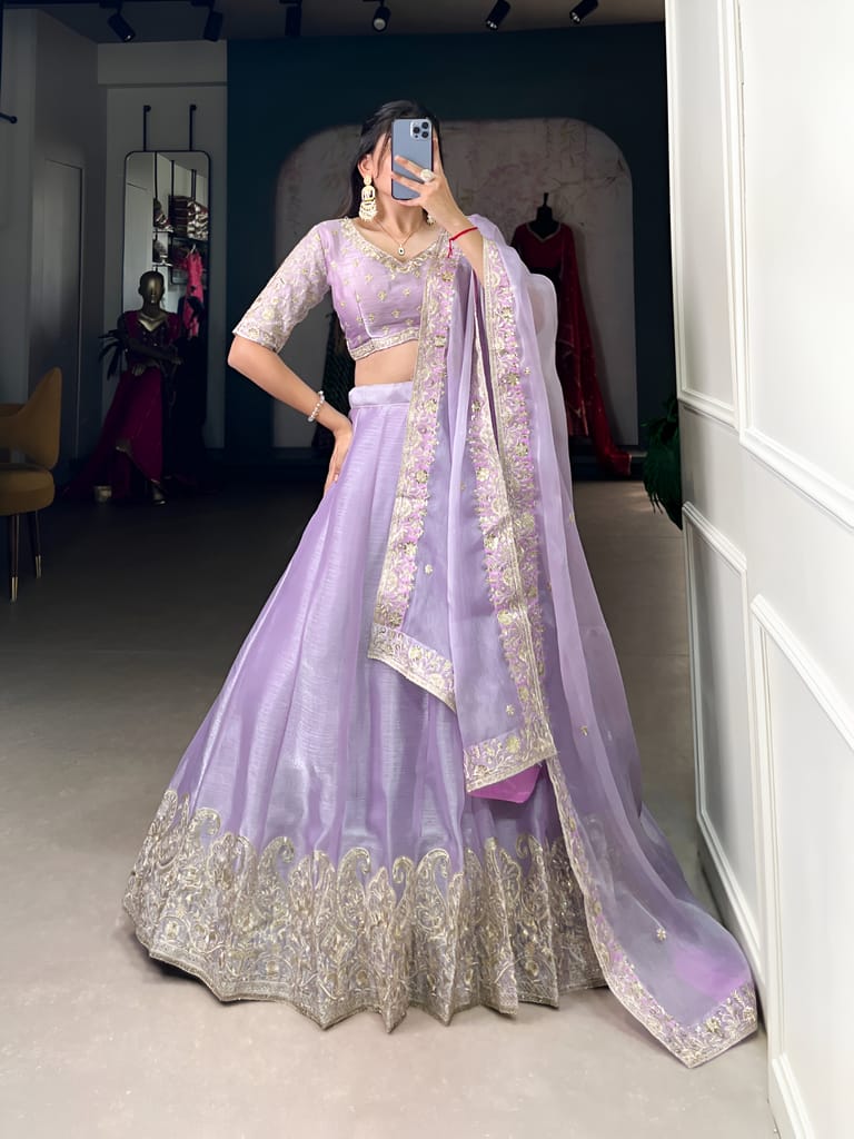 Purple Lehenga Choli Readymade Stitched For Wedding Women Party Skirt Ready To Wear