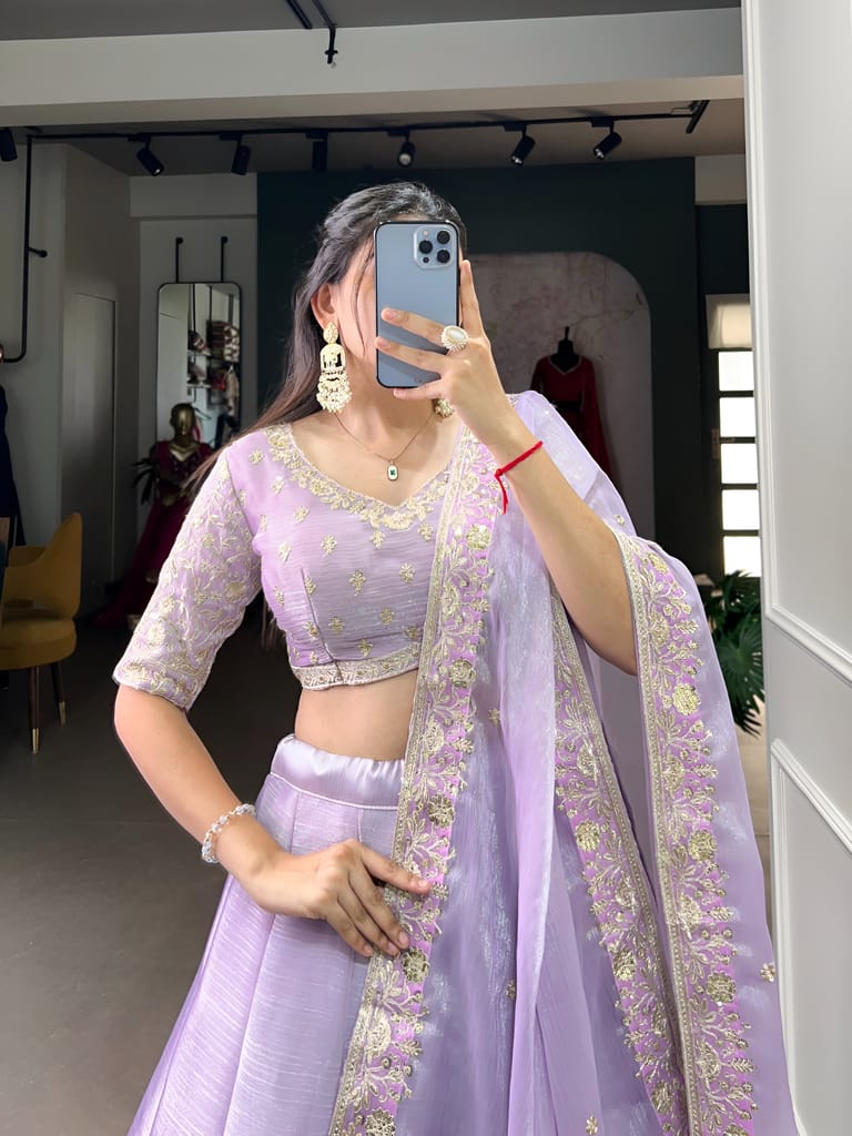 Purple Lehenga Choli Readymade Stitched For Wedding Women Party Skirt Ready To Wear