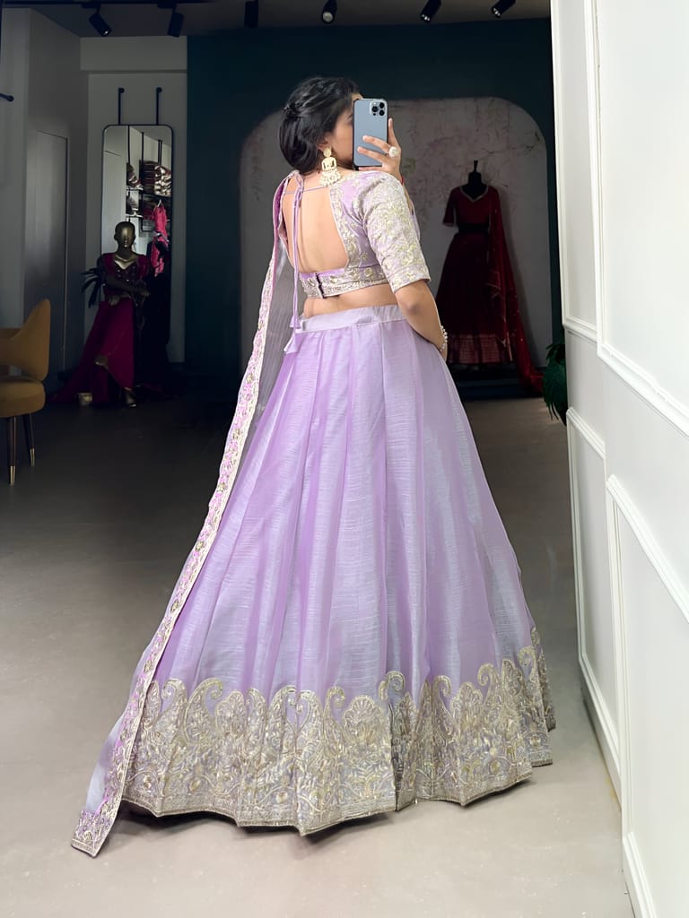 Purple Lehenga Choli Readymade Stitched For Wedding Women Party Skirt Ready To Wear