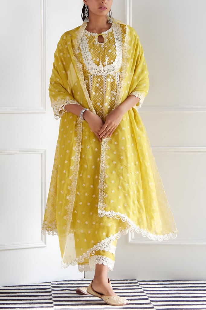 Yellow Ready to wear indian salwar kameez Dupatta for women anarkali designer pakistani dresses Festival 3 piece