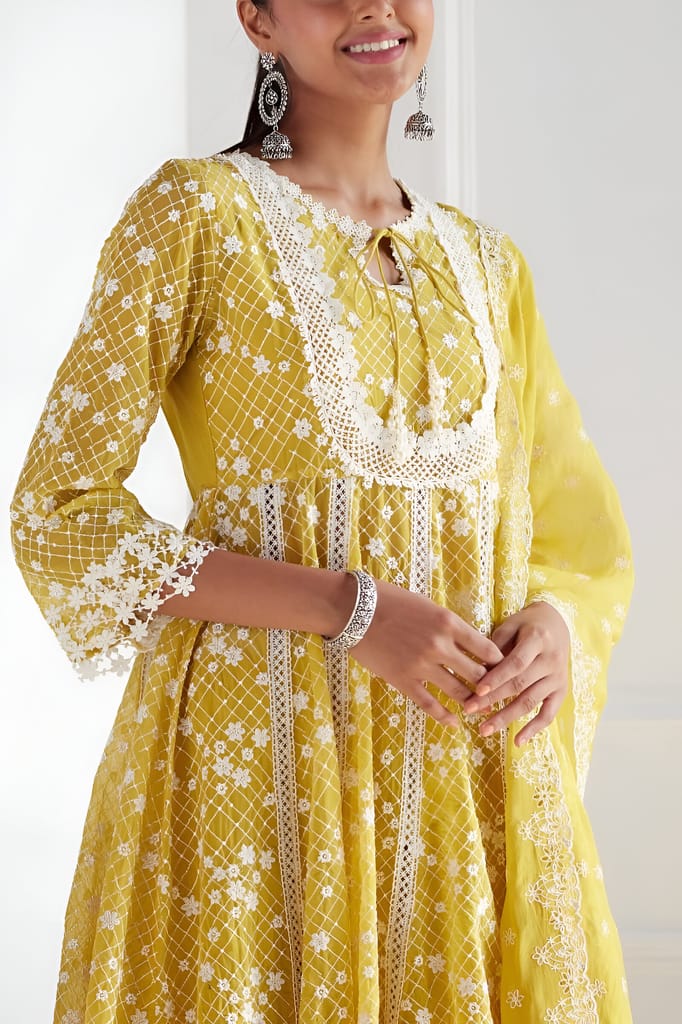 Yellow Ready to wear indian salwar kameez Dupatta for women anarkali designer pakistani dresses Festival 3 piece