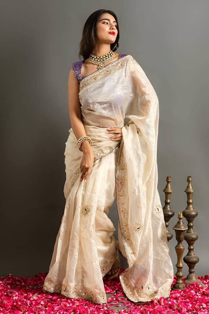 Designer Partywear sarees with stitched blouse Readymade New Ready To Wear Saree