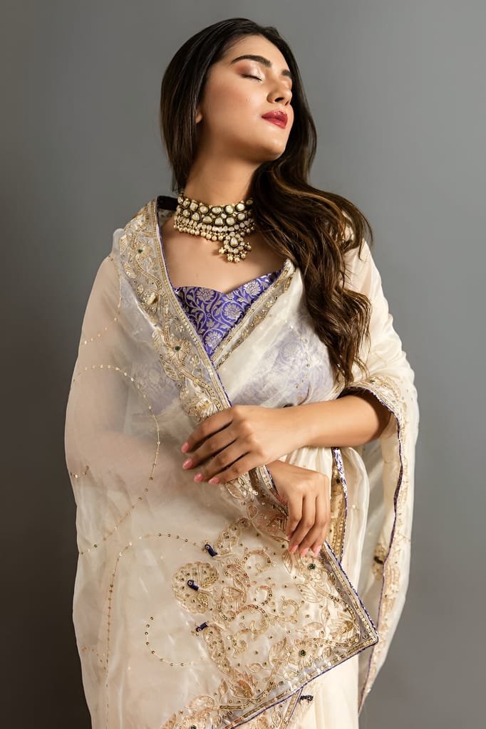 Designer Partywear sarees with stitched blouse Readymade New Ready To Wear Saree