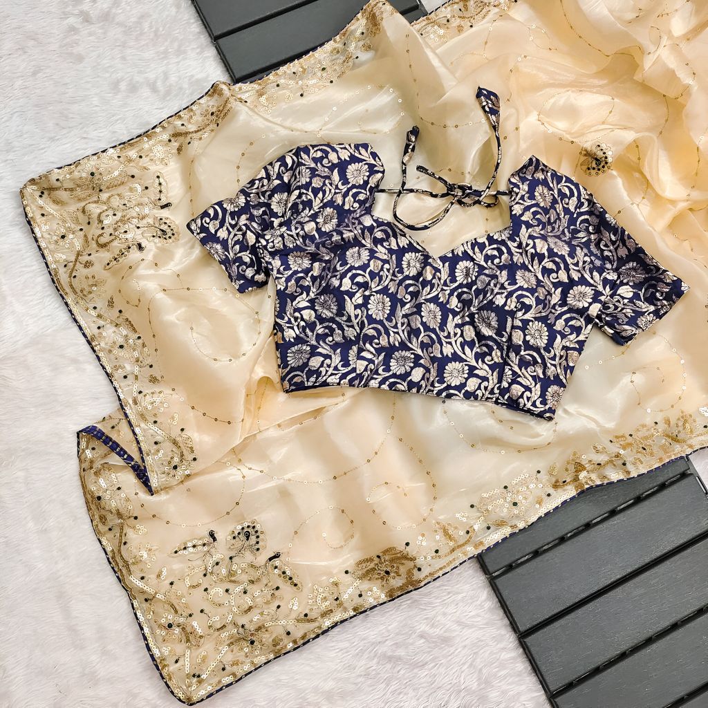 Designer Partywear sarees with stitched blouse Readymade New Ready To Wear Saree