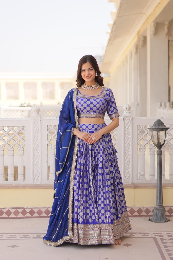 Blue Red Purple Lehenga Choli Readymade Stitched For Wedding Women Party Skirt Ready To Wear