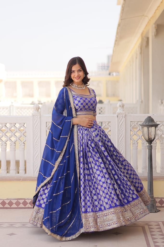 Blue Red Purple Lehenga Choli Readymade Stitched For Wedding Women Party Skirt Ready To Wear