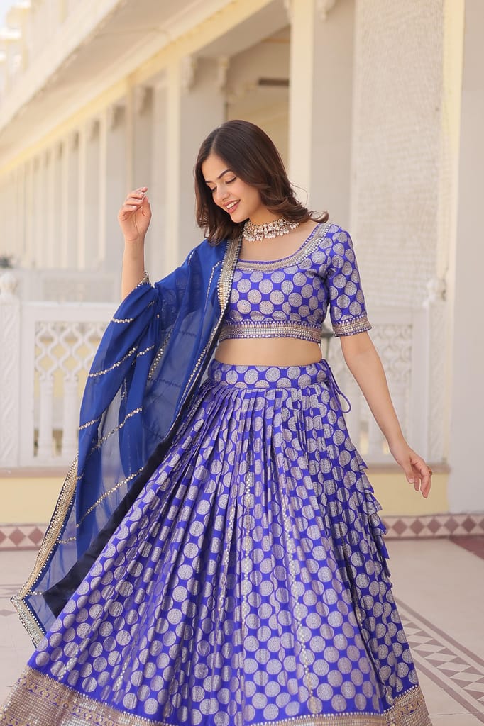 Blue Red Purple Lehenga Choli Readymade Stitched For Wedding Women Party Skirt Ready To Wear