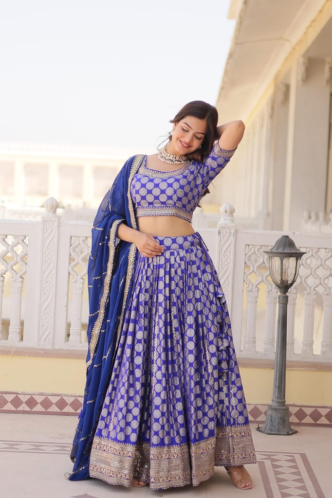 Blue Red Purple Lehenga Choli Readymade Stitched For Wedding Women Party Skirt Ready To Wear