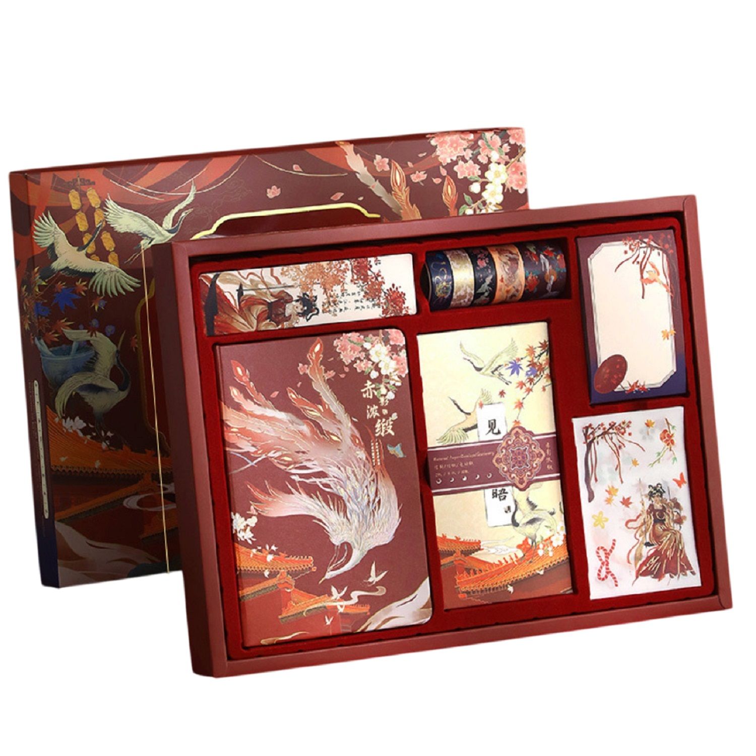 KTRS ENTERPRISE Red shadow 186pcs Vintage Junk Journal Supplies,Scrapbook Supplies Notebook Set, A6 Agenda Travel Planner Diary Notebook Sticker Tape Bookmark Postcard Combition Suit for Art Aesthetic Journaling Kit