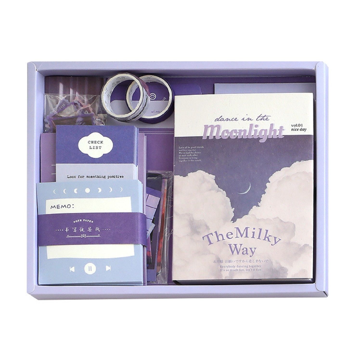 KTRS ENTERPRISE Moonlight Vintage Aesthetic Scrapbook Kit, Bullet Junk Journal Kit with Scrapbooking Supplies, Stationery, A6 Grid Notebook with Graph Ruled Pages for Adults Teen Girls