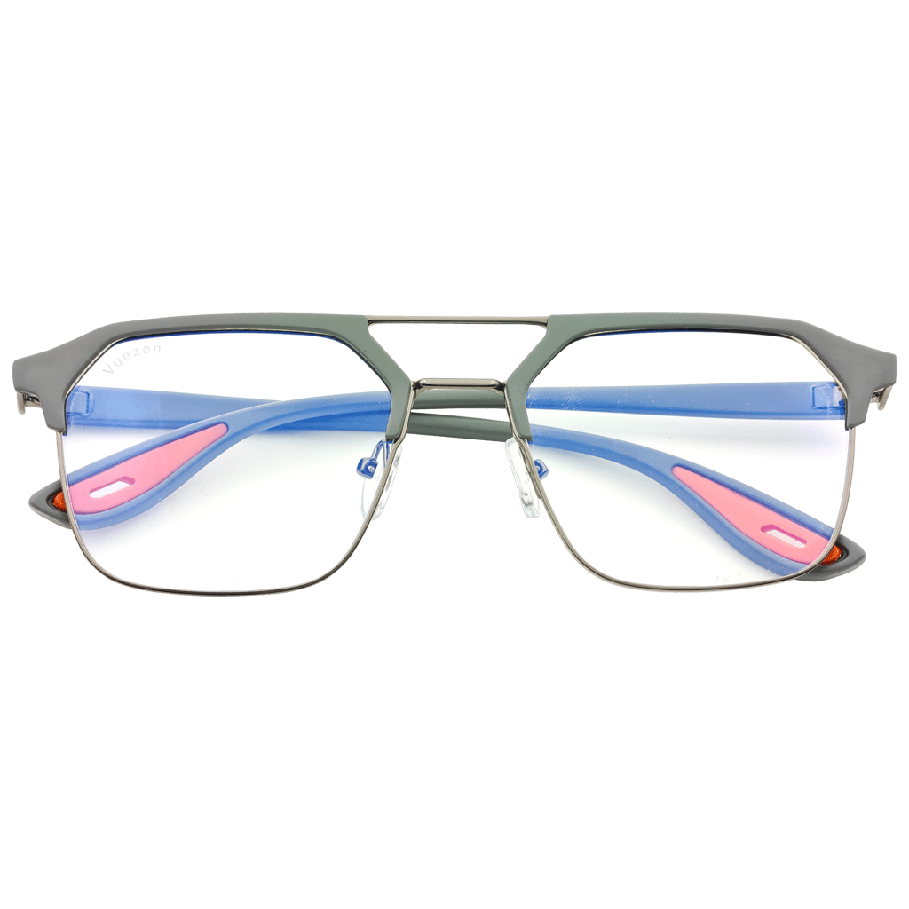 UV Protected Flat Square Metal Computer glasses