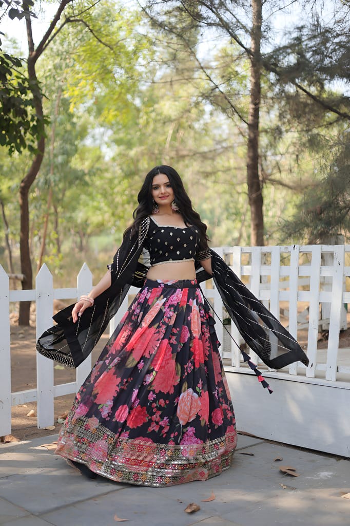 Multi Colour Lehenga Choli Readymade Stitched For Wedding Women Partywear Skirt Ready To Wear