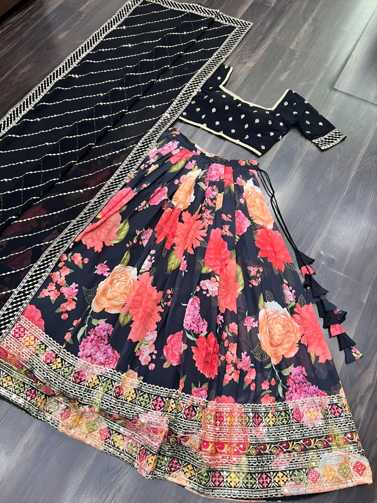 Multi Colour Lehenga Choli Readymade Stitched For Wedding Women Partywear Skirt Ready To Wear