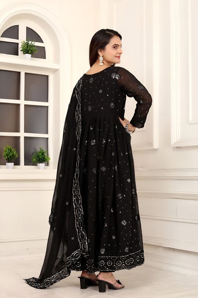 Black Purple Ready to wear indian salwar kameez Dupatta for women anarkali designer pakistani dresses Festival 3 piece