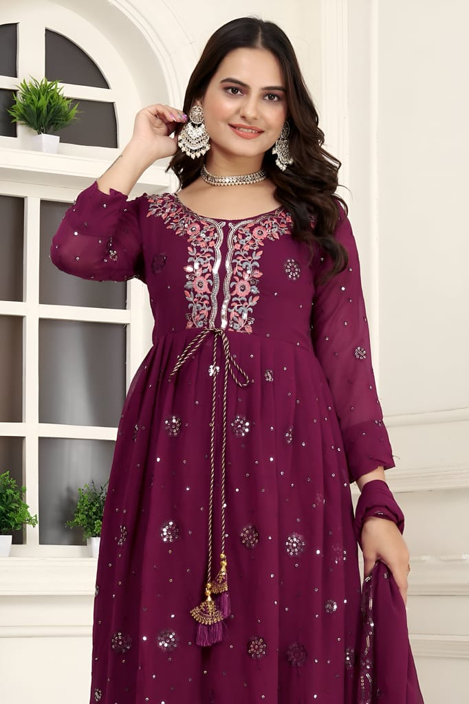 Black Purple Ready to wear indian salwar kameez Dupatta for women anarkali designer pakistani dresses Festival 3 piece