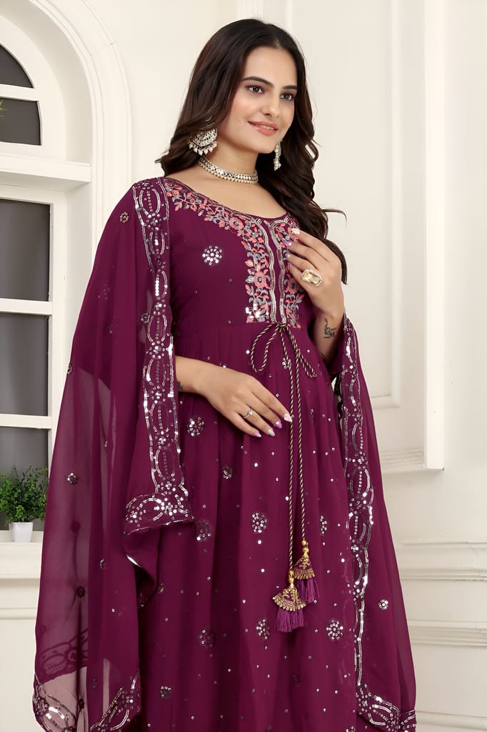 Black Purple Ready to wear indian salwar kameez Dupatta for women anarkali designer pakistani dresses Festival 3 piece