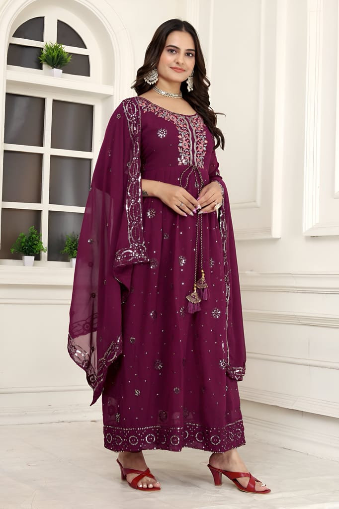 Black Purple Ready to wear indian salwar kameez Dupatta for women anarkali designer pakistani dresses Festival 3 piece