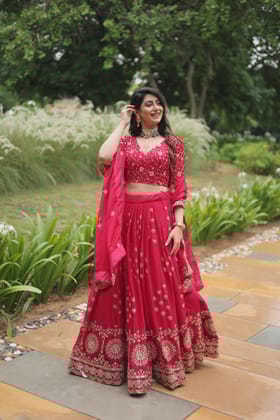 Reddish Pink Lehenga Choli Readymade Stitched For Wedding Women Party Skirt Ready To Wear Reddish Pink Lehenga Choli Readymade Stitched For Wedding Women Party Skirt Ready To Wear