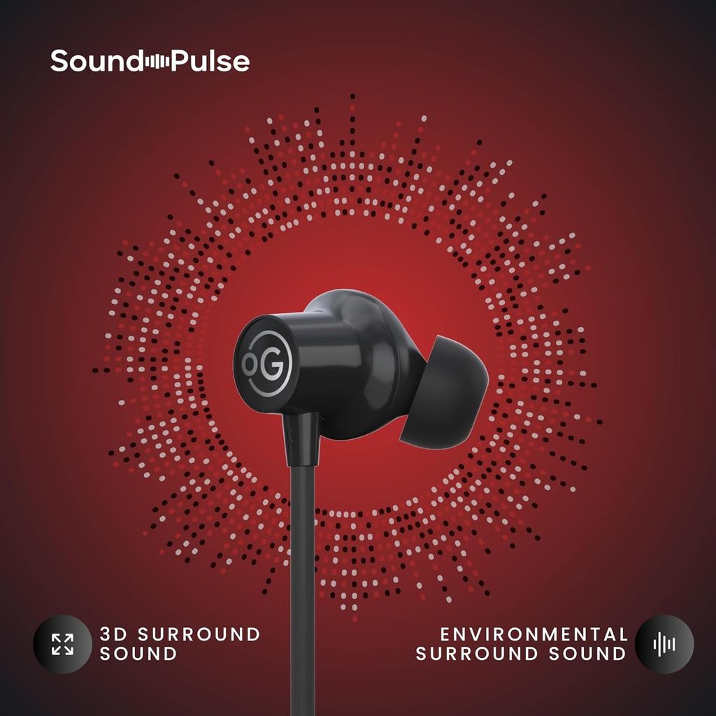 OOGE Tune 7 in-Ear Bluetooth Neckband with ENC, 3D Surround Sound, Magnetic On-Off, Voice Assistant, Type-C Fast Charging, IPX5 Sweat-Resistant, 25H Playtime,10mm PureTone Driver for Dyamic Bass (Red)