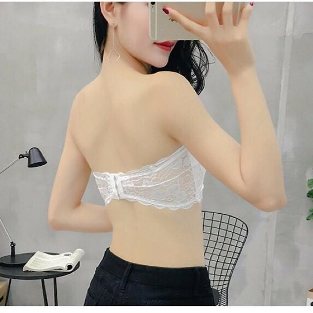 Stylish Women Women’s/Girl’s Lace Net Tube Bra Strapless Padded Seamless Hook Closure Bra 2025 a