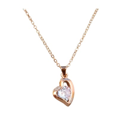 Jewelryklub AD Cubic Zirconia Pendant Necklace Chain For Women Girls Anti Tarnish Stainless Steel Rose Gold Design 9 Jewelryklub AD Cubic Zirconia Pendant Necklace Chain For Women Girls Anti Tarnish Stainless Steel Rose Gold Design 9