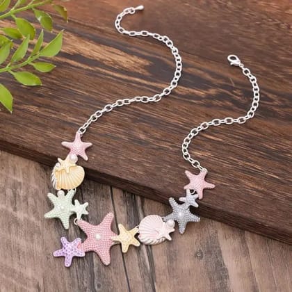 Fancy Stylish Colourful Sea Shells Starfish Ocean Themed Pendant Necklace Neckchain Accessories For Everyday Wear For Women & Girls Modern Design Mix Colors Fancy Stylish Colourful Sea Shells Starfish Ocean Themed Pendant Necklace Neckchain Accessories For Everyday Wear For Women & Girls Modern Design Mix Colors