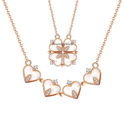 Jewelryklub 2 Way Multi Wearing Magnetic Heart Clover Fancy & Stylish Everyday Jewellery Accessories Necklace For Women & Girls Design 2 Jewelryklub 2 Way Multi Wearing Magnetic Heart Clover Fancy & Stylish Everyday Jewellery Accessories Necklace For Women & Girls Design 2