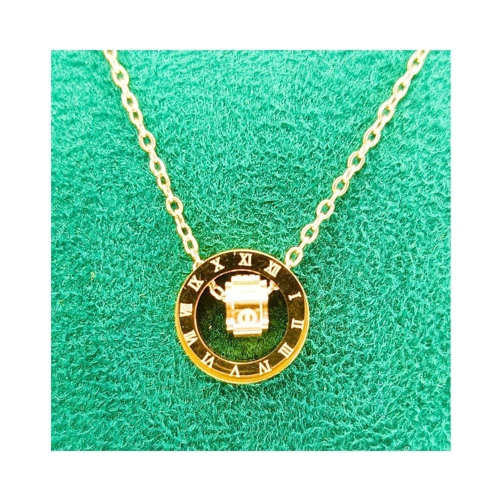 Jewelryklub Anti Tarnish Rose Gold Pendant Necklace Chain With Engraved Roman Numerals Pendant For Girls & Women