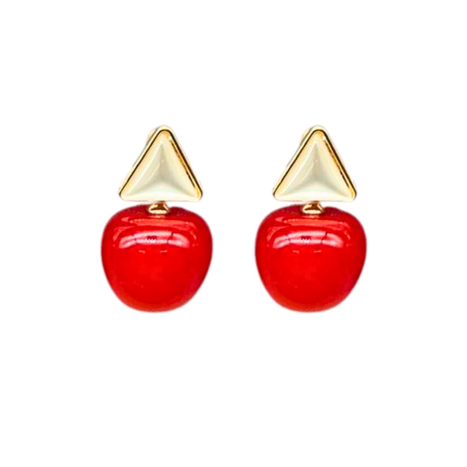 Jewelryklub Red Cherry Earrings with Pearl Accents For Women & Girls - Design 2