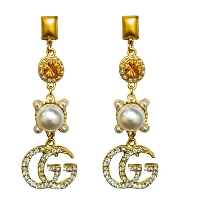 Jewelryklub American Diamond Earrings with Pearl Drop For Girls Women Jewelryklub American Diamond Earrings with Pearl Drop For Girls Women