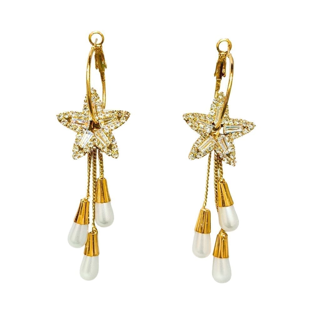 Jewelryklub American Diamond Stone Earrings Star Shaped For Girls Women