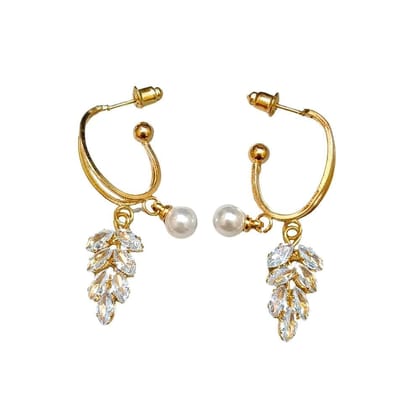 Jewelryklub American Diamond Stone Earrings With Pearl Drop For Girls Women Jewelryklub American Diamond Stone Earrings With Pearl Drop For Girls Women
