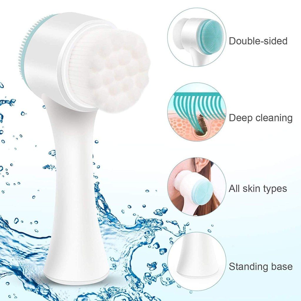WUGO::Silicone Manual Dual Face Wash Brush for Deep Pore Exfoliate Massager, Scrub Brush for Gentle Exfoliating, Deep Pore Cleansing Use For Women.