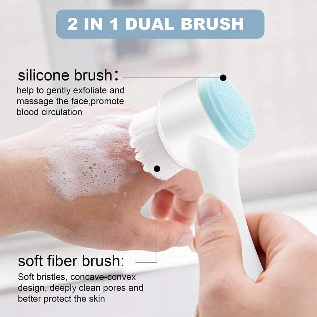 WUGO::Silicone Manual Dual Face Wash Brush for Deep Pore Exfoliate Massager, Scrub Brush for Gentle Exfoliating, Deep Pore Cleansing Use For Women.