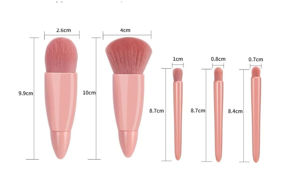 WUGO::Mini Makeup Brush Set, Portable Mini Makeup Brush Case, Professional Travel Makeup Brush Set, Professional Travel Makeup Brush Set, Comes with Mirror, Ladies Face Eyebrow Blush and Lip Gloss.